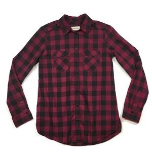 Express Plaid Long Sleeve Button Shirt Top